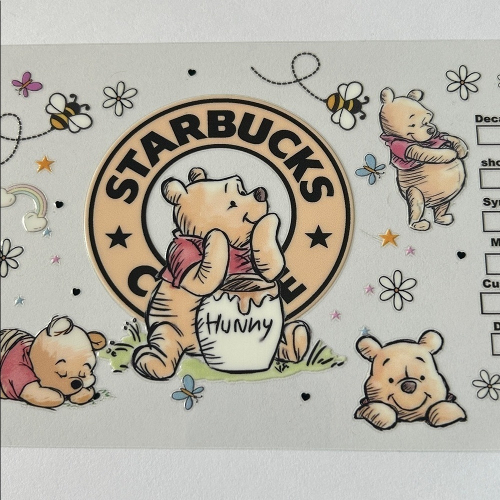 Pooh Starbucks Cup Decal 158